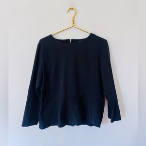 J. Crew | black dropped 3/4 sleeve heavy knit top with zipper back
